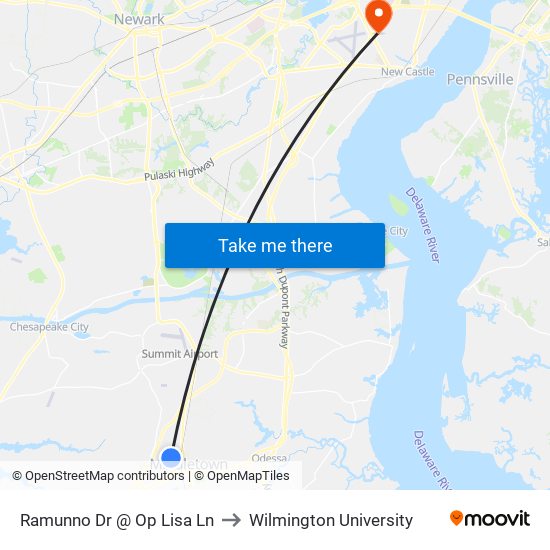 Ramunno Dr @ Op Lisa Ln to Wilmington University map