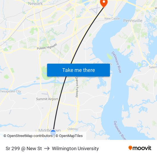 Sr 299 @ New St to Wilmington University map