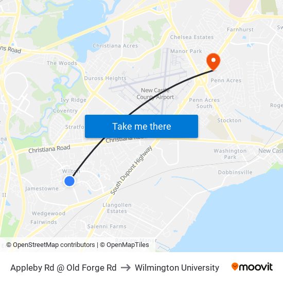 Appleby Rd @ Old Forge Rd to Wilmington University map