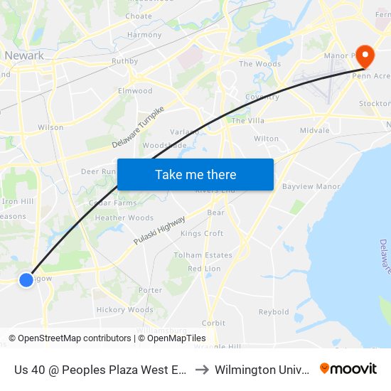 Us 40 @ Peoples Plaza West Entrance to Wilmington University map