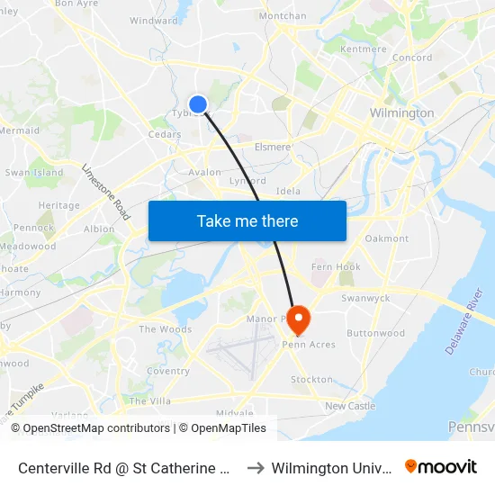 Centerville Rd @ St Catherine Of Siena to Wilmington University map