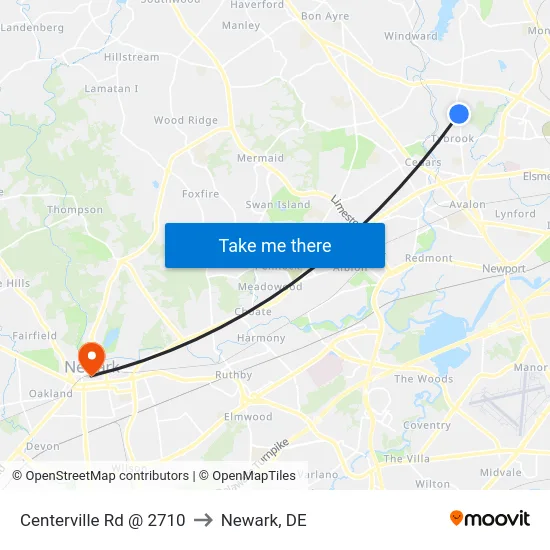 Centerville Rd @ 2710 to Newark, DE map