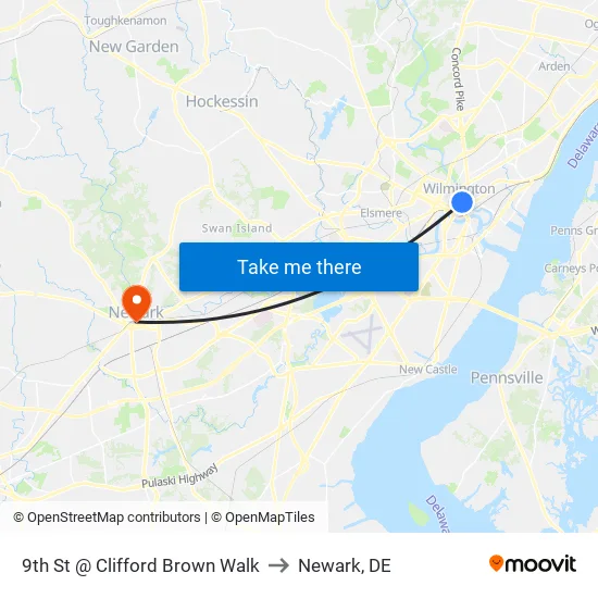 9th St @ Clifford Brown Walk to Newark, DE map