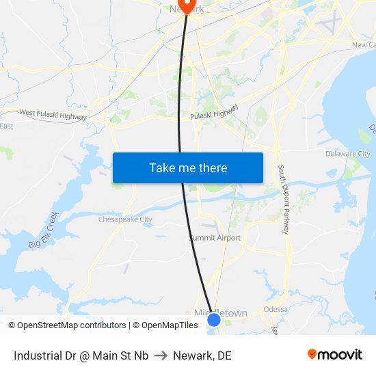 Industrial Dr @ Main St Nb to Newark, DE map