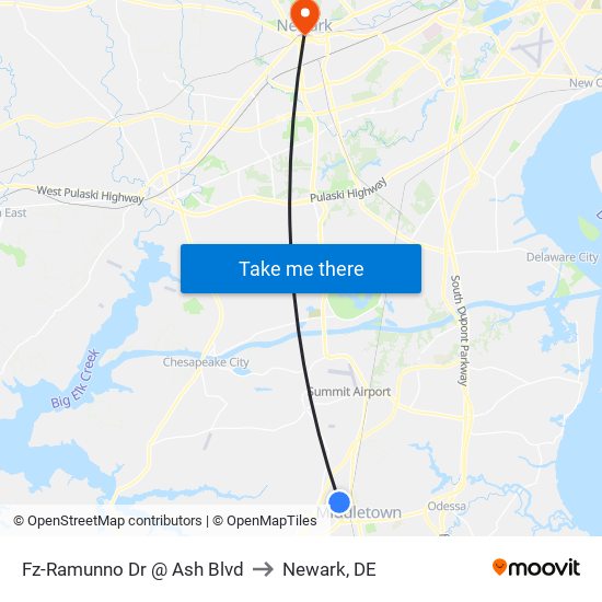 Fz-Ramunno Dr @ Ash Blvd to Newark, DE map