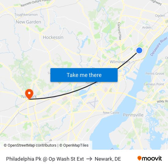 Philadelphia Pk @ Op Wash St Ext to Newark, DE map