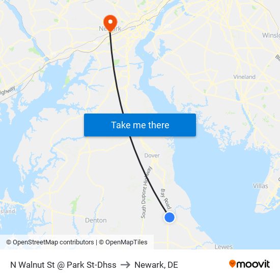 N Walnut St @ Park St-Dhss to Newark, DE map