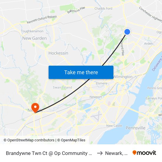 Brandywne Twn Ct @ Op Community Ctr to Newark, DE map