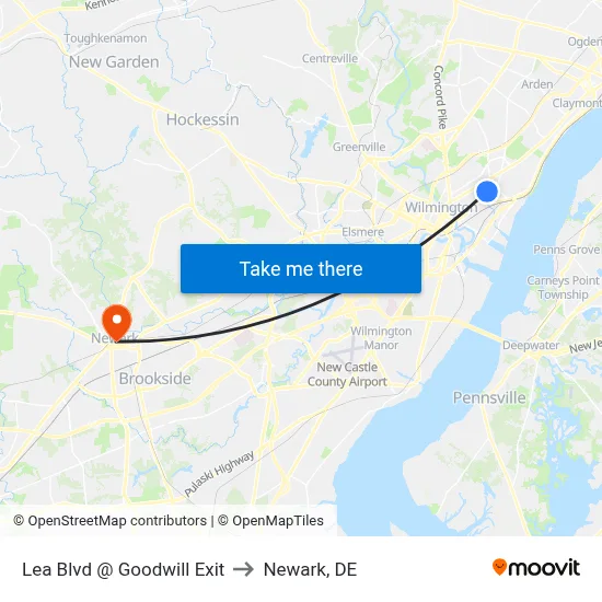 Lea Blvd @ Goodwill Exit to Newark, DE map