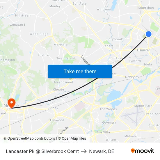 Lancaster Pk @ Silverbrook Cemt to Newark, DE map