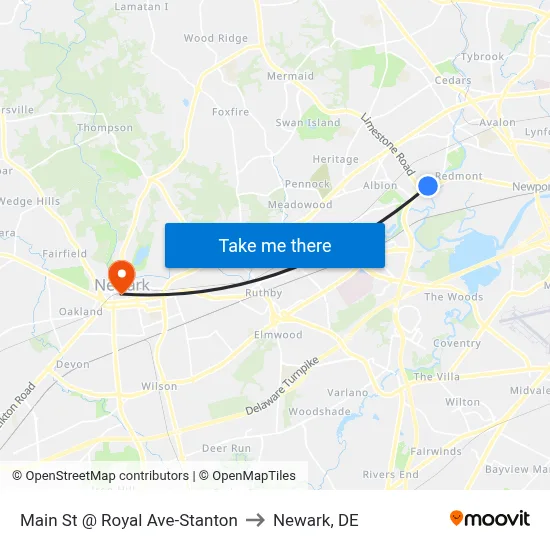 Main St @ Royal Ave-Stanton to Newark, DE map
