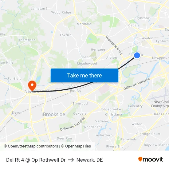 Del Rt 4 @ Op Rothwell Dr to Newark, DE map