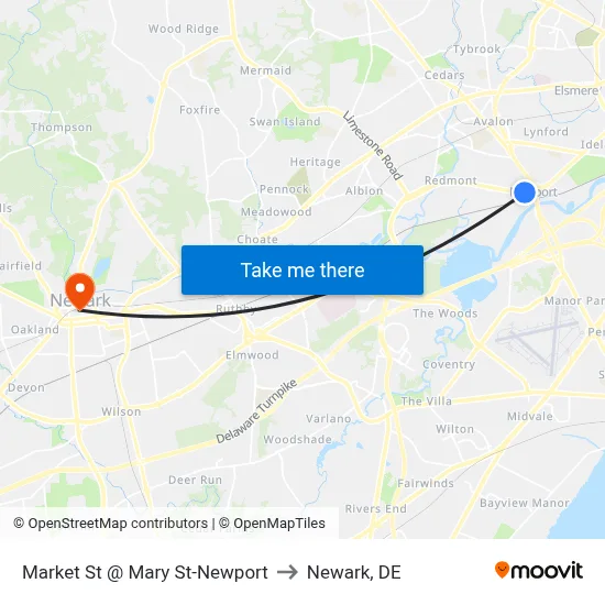 Market St @ Mary St-Newport to Newark, DE map