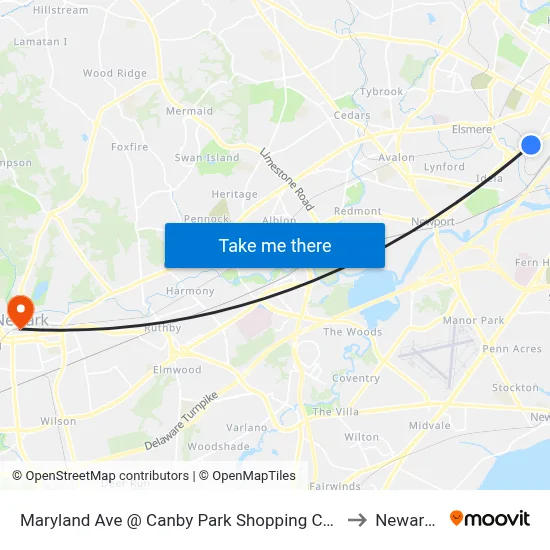 Maryland Ave @ Canby Park Shopping Center Entrance to Newark, DE map