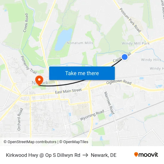 Kirkwood Hwy @ Op S Dillwyn Rd to Newark, DE map