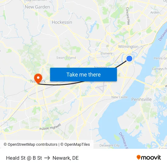 Heald St @ B St to Newark, DE map