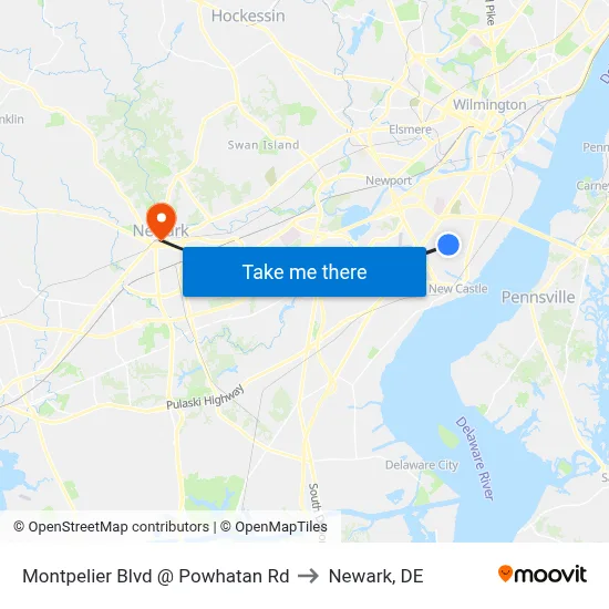 Montpelier Blvd @ Powhatan Rd to Newark, DE map