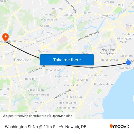Washington St-Nc @ 11th St to Newark, DE map