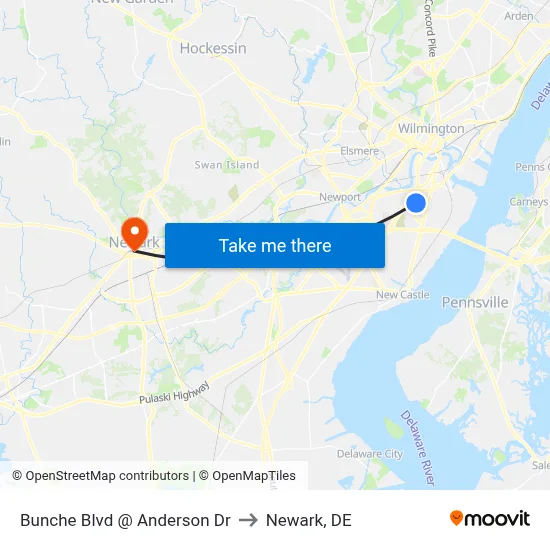 Bunche Blvd @ Anderson Dr to Newark, DE map