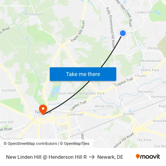 New Linden Hill @ Henderson Hill R to Newark, DE map