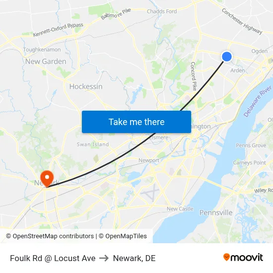 Foulk Rd @ Locust Ave to Newark, DE map