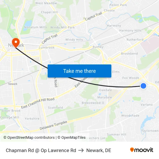 Chapman Rd @ Op Lawrence Rd to Newark, DE map