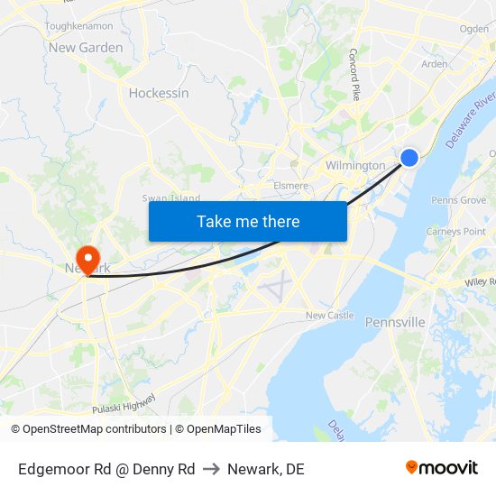 Edgemoor Rd @ Denny Rd to Newark, DE map