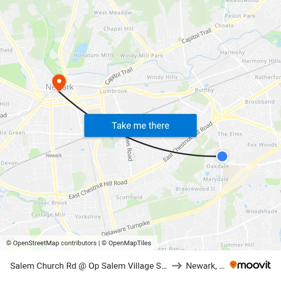 Salem Church Rd @ Op Salem Village Square to Newark, DE map