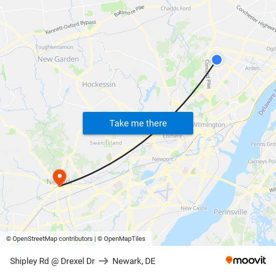 Shipley Rd @ Drexel Dr to Newark, DE map