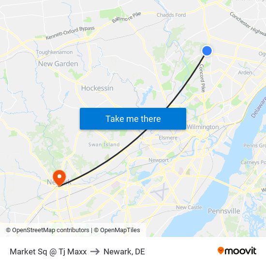 Market Sq @ Tj Maxx to Newark, DE map