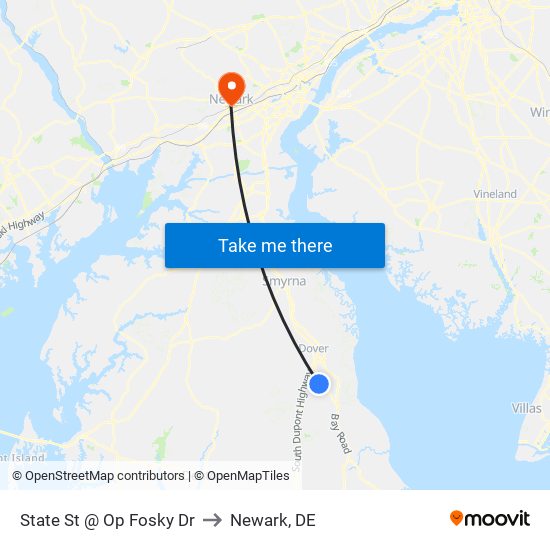 State St @ Op Fosky Dr to Newark, DE map