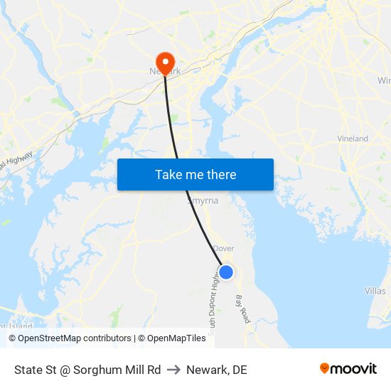 State St @ Sorghum Mill Rd to Newark, DE map