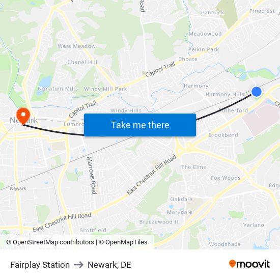 Fairplay Station to Newark, DE map