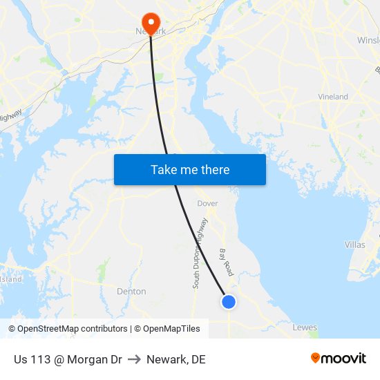 Us 113 @ Morgan Dr to Newark, DE map