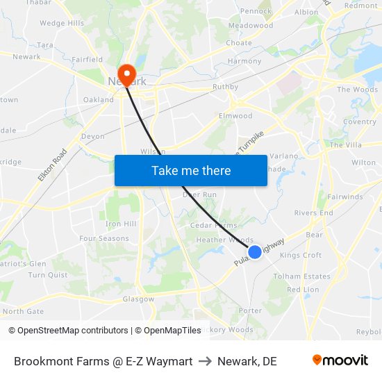 Brookmont Farms @ E-Z Waymart to Newark, DE map