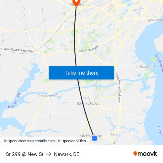 Sr 299 @ New St to Newark, DE map