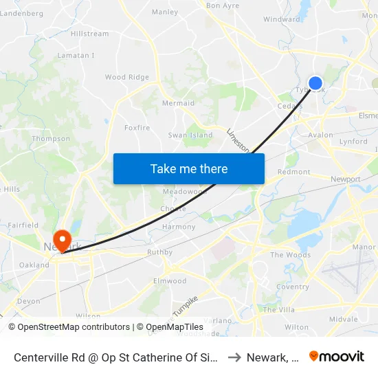 Centerville Rd @ Op St Catherine Of Siena to Newark, DE map
