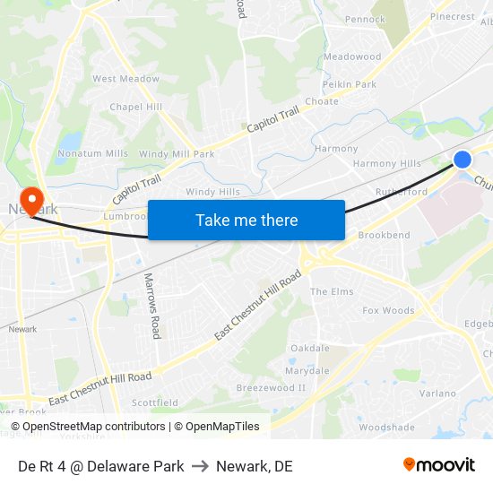 De Rt 4 @ Delaware Park to Newark, DE map