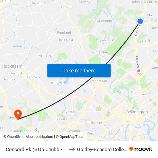 Concord Pk @ Op Chubb - Nb to Goldey-Beacom College map