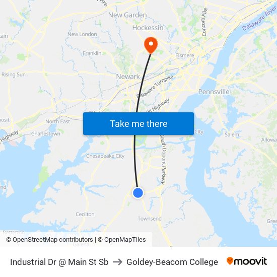 Industrial Dr @ Main St Sb to Goldey-Beacom College map