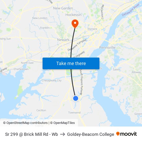 Sr 299 @ Brick Mill Rd - Wb to Goldey-Beacom College map