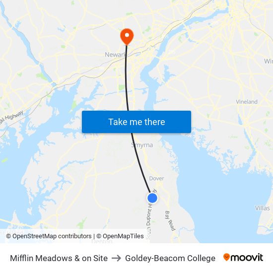 Mifflin Meadows & on Site to Goldey-Beacom College map