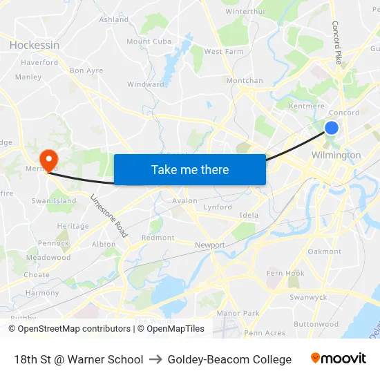 18th St @ Warner School to Goldey-Beacom College map