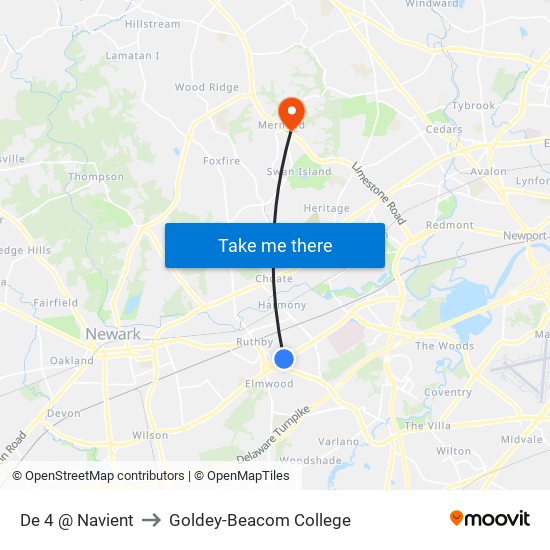 De 4 @ Navient to Goldey-Beacom College map