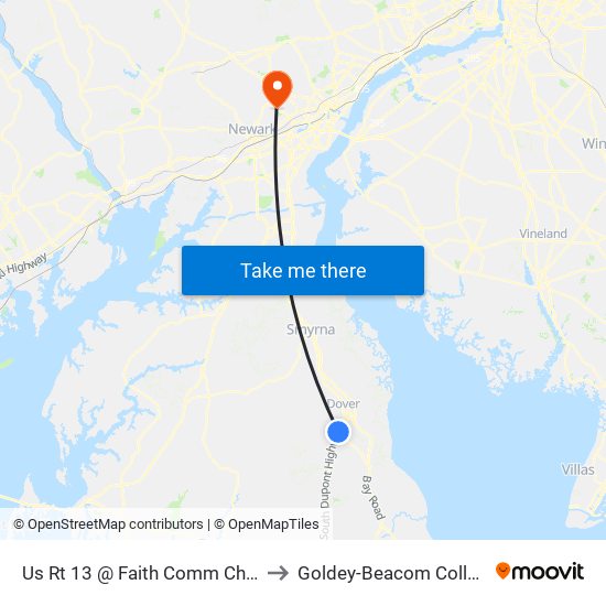 Us Rt 13 @ Faith Comm Chrch to Goldey-Beacom College map