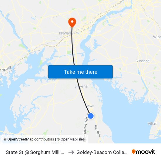 State St @ Sorghum Mill Rd to Goldey-Beacom College map