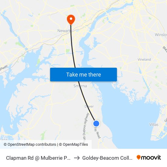 Clapman Rd @ Mulberrie Pt Rd to Goldey-Beacom College map