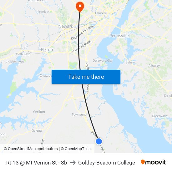 Rt 13 @ Mt Vernon St - Sb to Goldey-Beacom College map