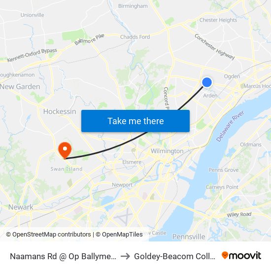 Naamans Rd @ Op Ballymeade to Goldey-Beacom College map