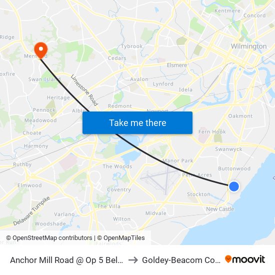 Anchor Mill Road @ Op 5 Below Inc to Goldey-Beacom College map